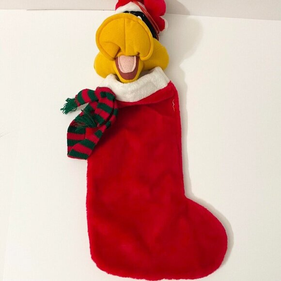 Vintage 3D Looney Tunes Daffy Duck Plush Christmas Stocking - Picture 7 of 16